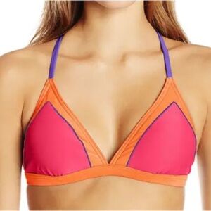 PrAna Aleka Orange and Pink T-Back Bikini Top